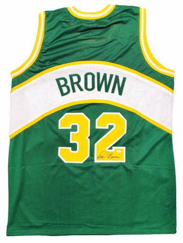 Seattle Supersonics Downtown Fred Brown Autographed Signed Green Jersey Mcs Holo #200289 