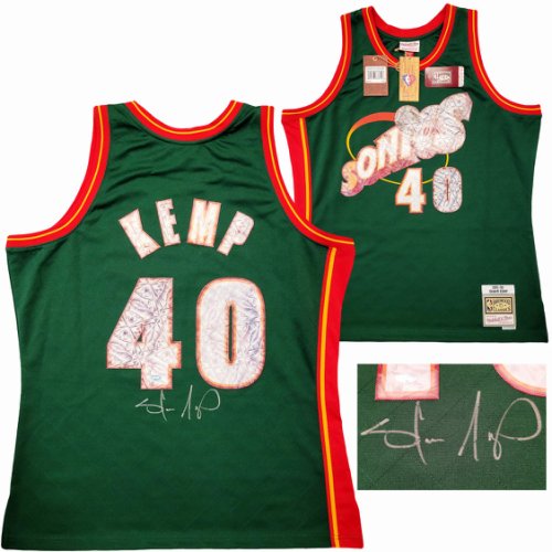Seattle Supersonics Shawn Kemp Autographed Signed Green Authentic Mitchell & Ness Hardwood Classics Swingman Jersey NBA Top 75 Size Xl Mcs Holo #203427 
