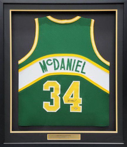 Seattle Supersonics Xavier Mcdaniel Autographed Signed Framed Green Jersey Mcs Holo #209447 