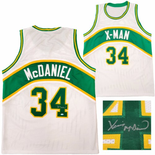 Seattle Supersonics Xavier Mcdaniel Autographed White Jersey Mcs Holo #202420