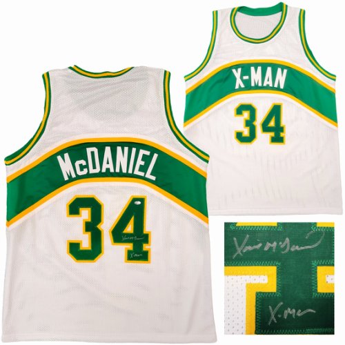 Seattle Supersonics Xavier Mcdaniel Autographed White Jersey "X-Man" Mcs Holo #202419