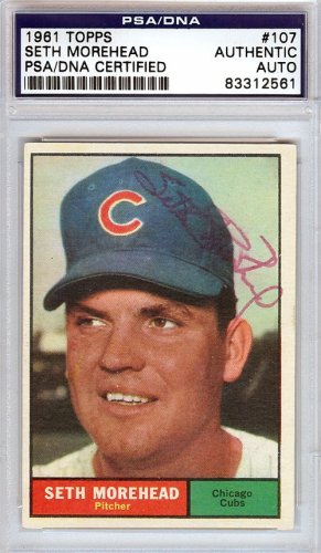 Seth Morehead Autographed 1961 Topps Card #107 Chicago Cubs PSA/DNA