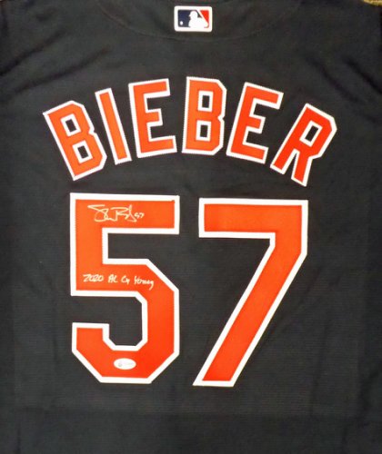 SHANE BIEBER Signed Auto Cleveland Guardians Custom Jersey CY YOUNG 2020  JSA COA