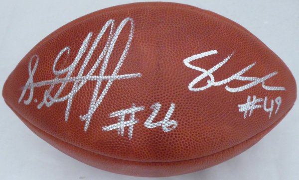 Shaquem & Shaquill Griffin Autographed Signed Official NFL Leather Football Seattle Seahawks (Flat) Mcs Holo #79415 