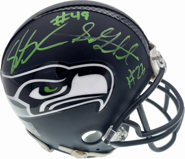 Shaquem & Shaquill Griffin Autographed Signed Seattle Seahawks Mini Helmet In Green Mcs Holo #134372 