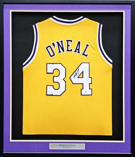 Press Pass Collectibles Lakers Shaquille O'Neal Signed Black TB M&N HWC Swingman Jersey BAS Witnessed