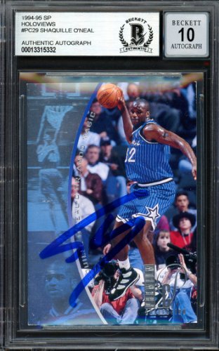 Shaquille Shaq O'neal Autographed Signed 1995-96 Sp Holoviews Card #Pc29 Orlando Magic Auto Grade Gem Mint 10 Beckett Beckett 