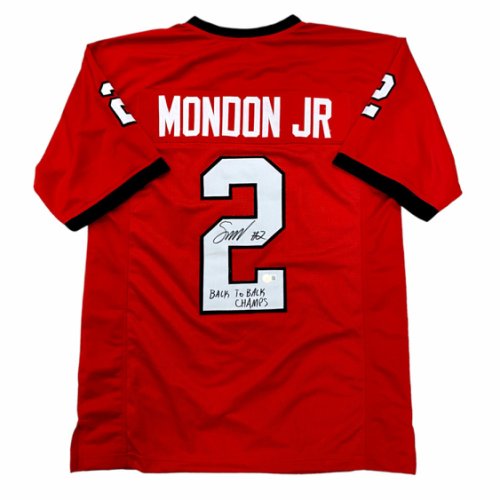 Smael Mondon Jr. Autographed Signed Georgia Bulldogs Custom Red #2 Jersey with BACK TO BACK CHAMPS Inscription - Beckett Authentic 