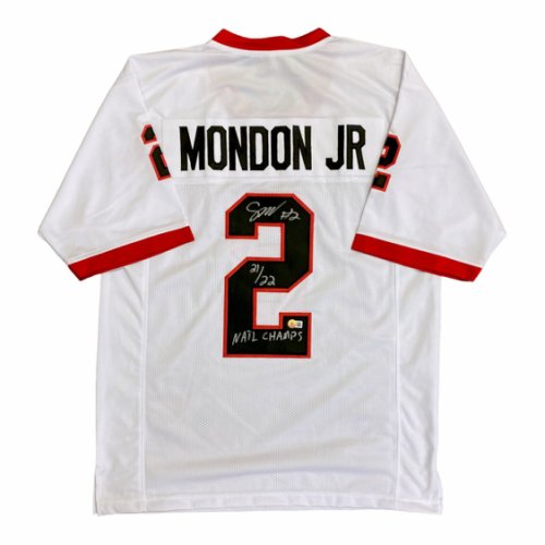 Smael Mondon Jr. Autographed Signed Georgia Bulldogs Custom White #2 Jersey with 21/22 NATL CHAMPS Inscription - Beckett Authentic 