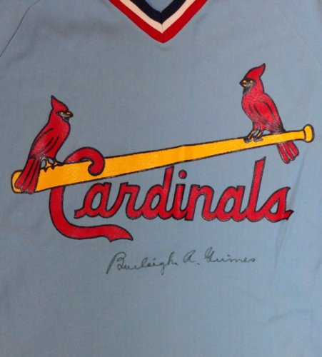 St. Louis Cardinals Burleigh Grimes Autographed Blue Jersey PSA/DNA