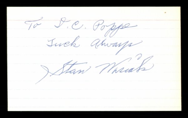Stan Wasiak Autographed Signed 3X5 Index Card Brooklyn Dodgers "Luck Always" #174277 