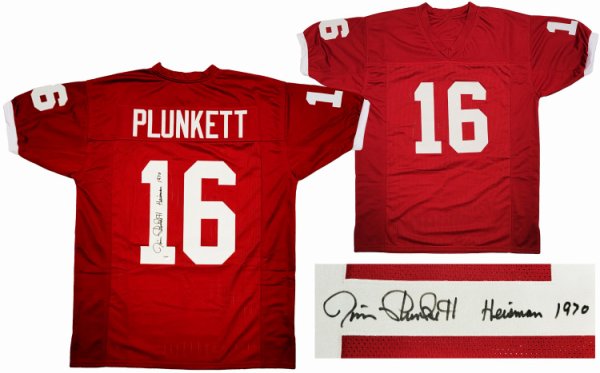 Stanford Cardinal Jim Plunkett Autographed Signed Red Jersey "Heisman 1970" PSA/DNA 