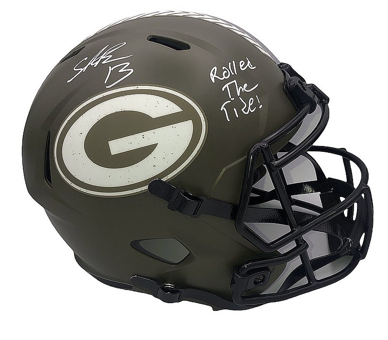 Stetson Bennett IV Autographed Signed Salute to Service Riddell Speed Full Size Replica Helmet "Rolled the Tide" Inscription - Beckett QR Authentic 