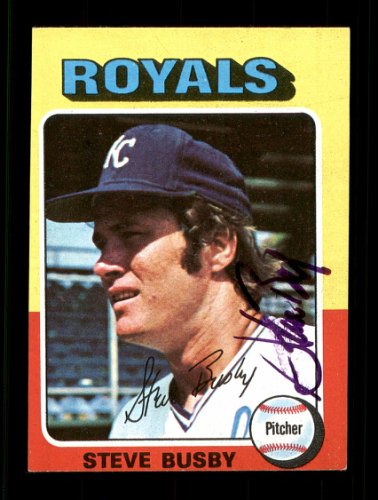 Steve Busby Autographed 1975 Topps Mini Card #120 Kansas City Royals #168591