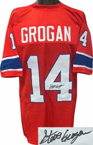 Steve Grogan Signed New England Throwback White Football Jersey (JSA) — RSA