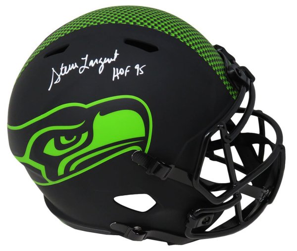 Steve Largent Autographed Signed Seattle Seahawks Eclipse Black Matte Riddell Full Size Speed Replica Helmet w/HOF'95 
