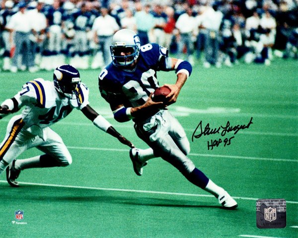 Steve Largent Autographed Signed Seattle Seahawks Football Action 8x10 Photo w/HOF'95 