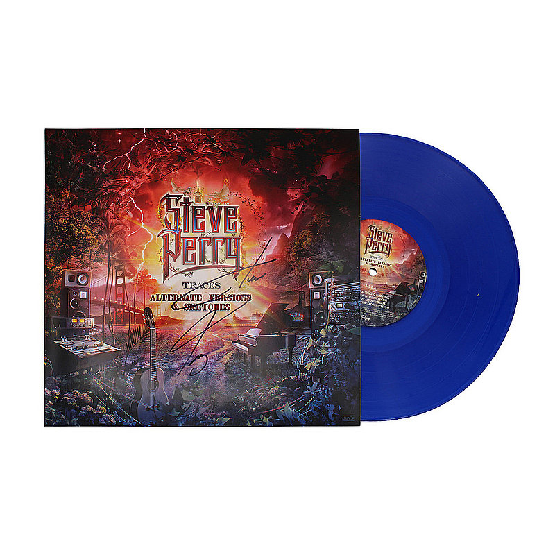 Steve Perry Signed Alternate Traces Vinyl Sleeve with Blue Vinyl Album - JSA