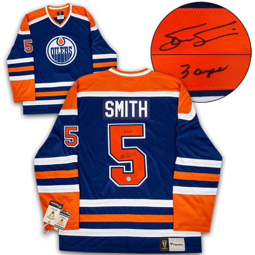 Steve Smith Autographed Signed Edmonton Oilers Fanatics Throwback Jersey