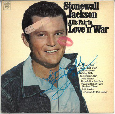 Stonewall Jackson Autographed Signed 1966 All's Fair in Love 'n' War Album Cover/LP/Vinyl Record Love- JSA #JJ96566 