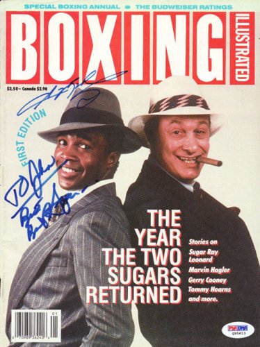 Sugar Ray Leonard & Bert Sugar Autographed Boxing Illustrated Magazine Cover PSA/DNA