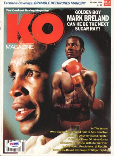 Sugar Ray Leonard & Mark Breland Autographed Ko Boxing Magazine Cover PSA/DNA