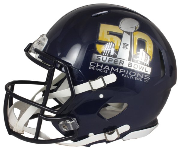 Super Bowl 50 Denver Broncos Speed Football Helmet Champs BLUE