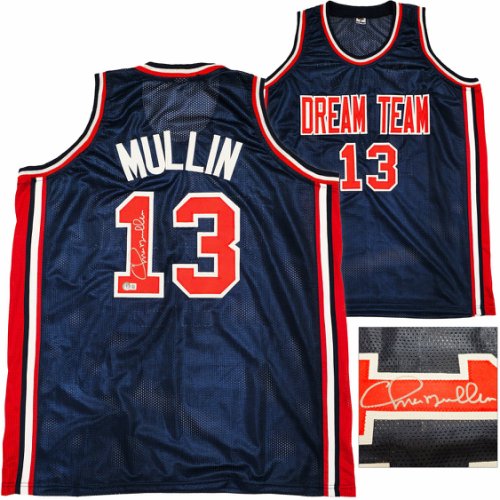 Team Usa Chris Mullin Autographed Signed Blue Jersey Beckett Beckett Witness #232596 
