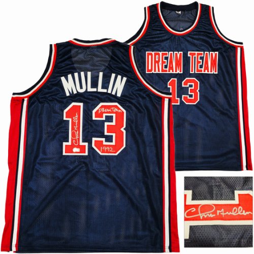 Team Usa Chris Mullin Autographed Signed Blue Jersey "Dream Team" Beckett Beckett Witness #232597 