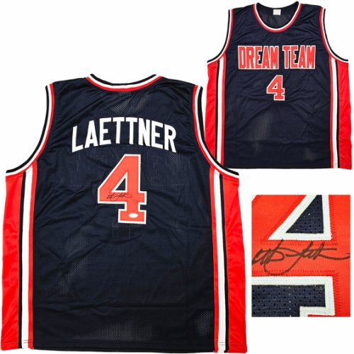 Team Usa Christian Laettner Autographed Signed Blue Jersey JSA 