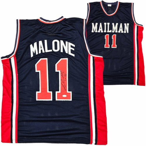 Team Usa Karl Malone Autographed Signed Blue Jersey JSA 