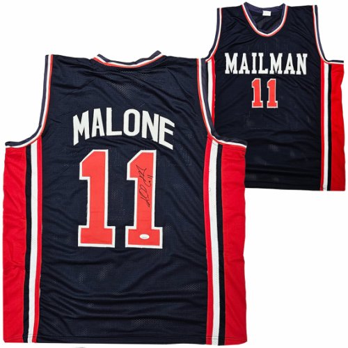 Team Usa Karl Malone Autographed Signed Blue Jersey JSA 