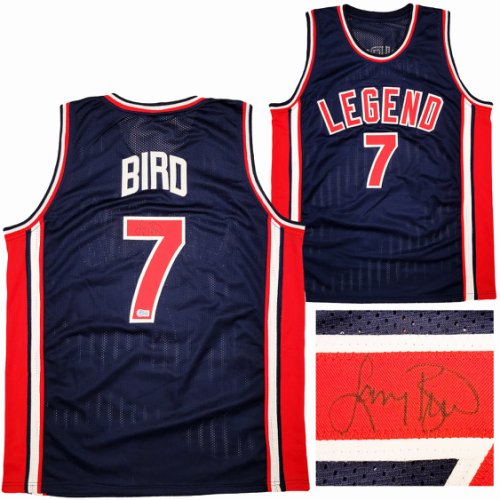 Team Usa Larry Bird Autographed Signed Navy Blue Jersey Dream Team Beckett Beckett 