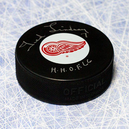 Ted Lindsay Autographed Signed Detroit Red Wings Hockey Puck with HOF Note
