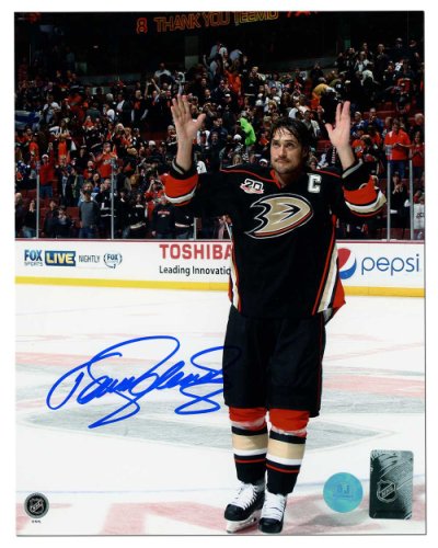 Teemu Selanne Autographed Signed Anaheim Ducks Final Game Farewell 8x10 Photo