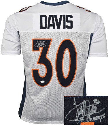 Terrell Davis Autographed Signed Denver White Custom Stitched Pro Style Football Jersey 30 SB Champs XL JSA Witnessed Hologram
