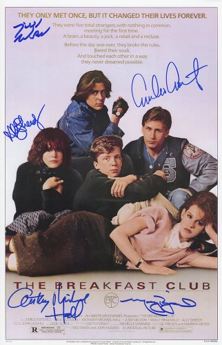The Breakfast Club Cast Autographed Signed The Breakfast Club 11x17 Movie Poster (Estevez, Ringwald, Nelson, Hall, Sheedy) 