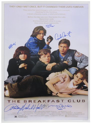 The Breakfast Club Cast Autographed Signed The Breakfast Club 27x40 Full Size Movie Poster (Estevez, Ringwald, Nelson, Hall, Sheedy) 