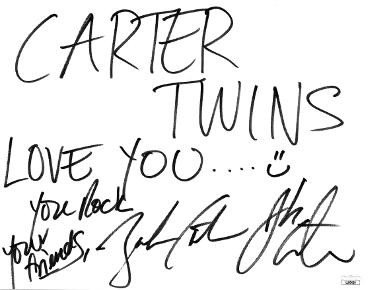 The Carter Twins- Joshua Scott Carter and Zachary Edward Carter dual Autographed Signed 9x11.25 Signature Card- JSA #LL60429- w/Love You 