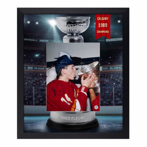 Theo Fleury Autographed Signed Calgary Flames Cup Champion Graphic 23x27 Frame