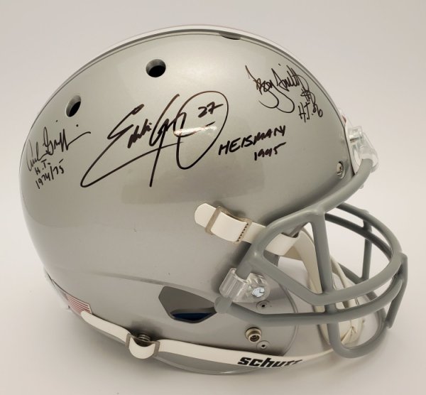 Three Heisman (Archie Griffin, Eddie George, Troy Smith) Ohio State Buckeyes Autographed Signed Schutt Replica Helmet - Certified Authentic 