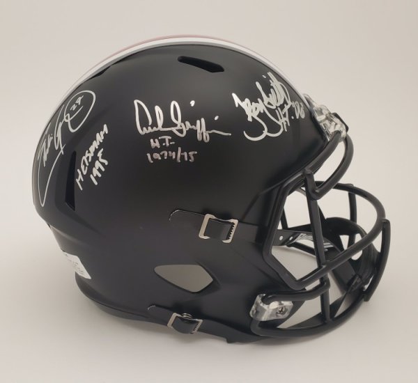 Three Heisman Ohio State Buckeyes Autographed Eclipse Replica Helmet (Silver) Autographed Signed by Eddie George, Archie Griffin, Troy Smith - JSA Authentic 