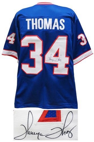 Thurman Thomas Autographed Signed Blue T/B Custom Football Jersey 