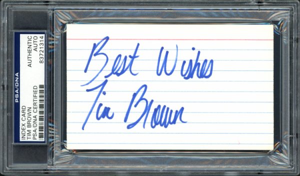 Tim Brown Autographed 3X5 Index Card Oakland Raiders "Best Wishes" PSA/DNA