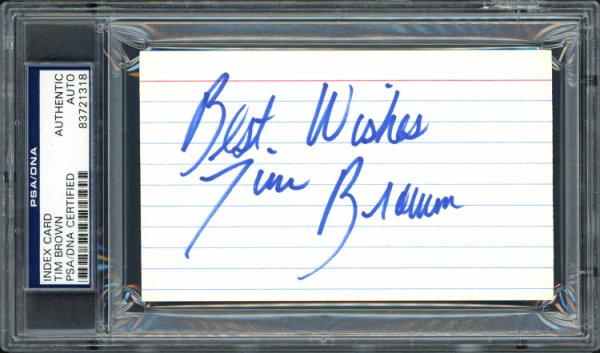 Tim Brown Autographed Signed 3X5 Index Card Oakland Raiders "Best Wishes" PSA/DNA 
