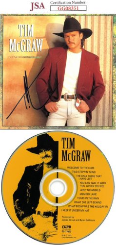 Tim McGraw Autographed Signed Self Titled Album CD Cover with CD- JSA Hologram #GG08351 