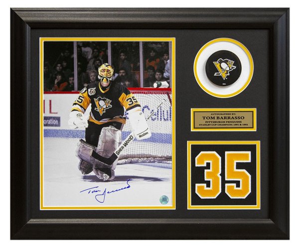 Tom Barrasso Autographed Signed Pittsburgh Penguins Game Day Number 20x24 Frame