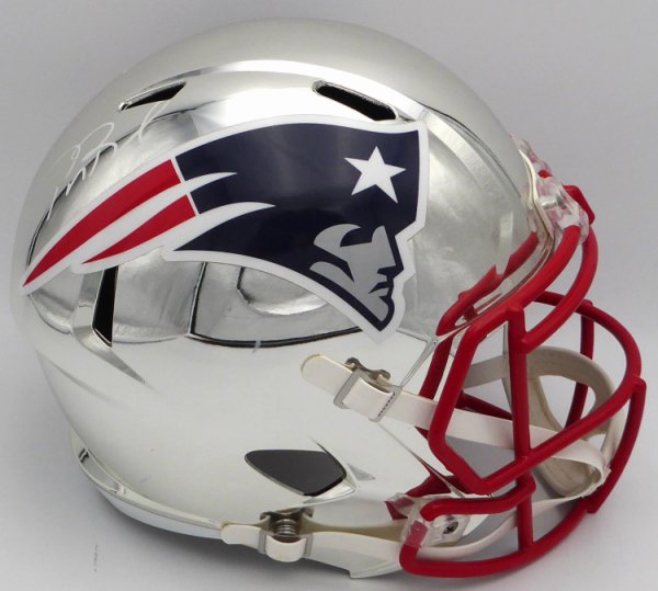 Tom Brady Autographed Signed Chrome Silver Full Size Replica Helmet New England Patriots Tristar Holo #1901979 