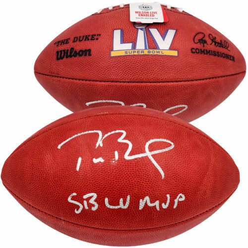 Tom Brady Autographed Signed Official NFL Leather Super Bowl Lv Logo Football "Sb Lv MVP" Fanatics Holo #Aa0104061 