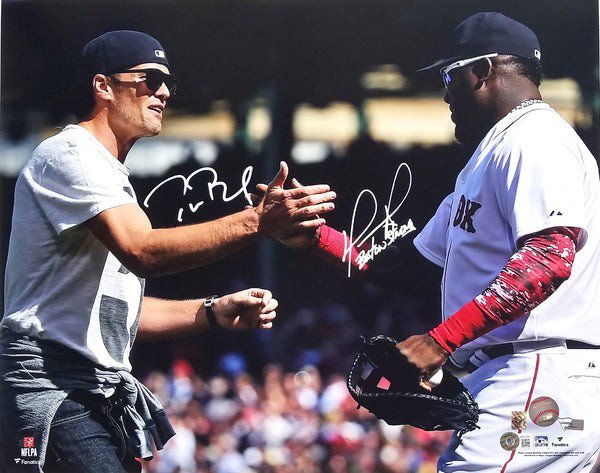 Tom Brady & David Ortiz Autographed Signed New England Patriots Boston Red Sox 16X20 Photo W/ Boston Strong Beckett Witnessed 